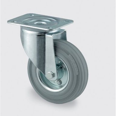 Transportrolle TENTE 100 mm, drehbar, grauer Gummi