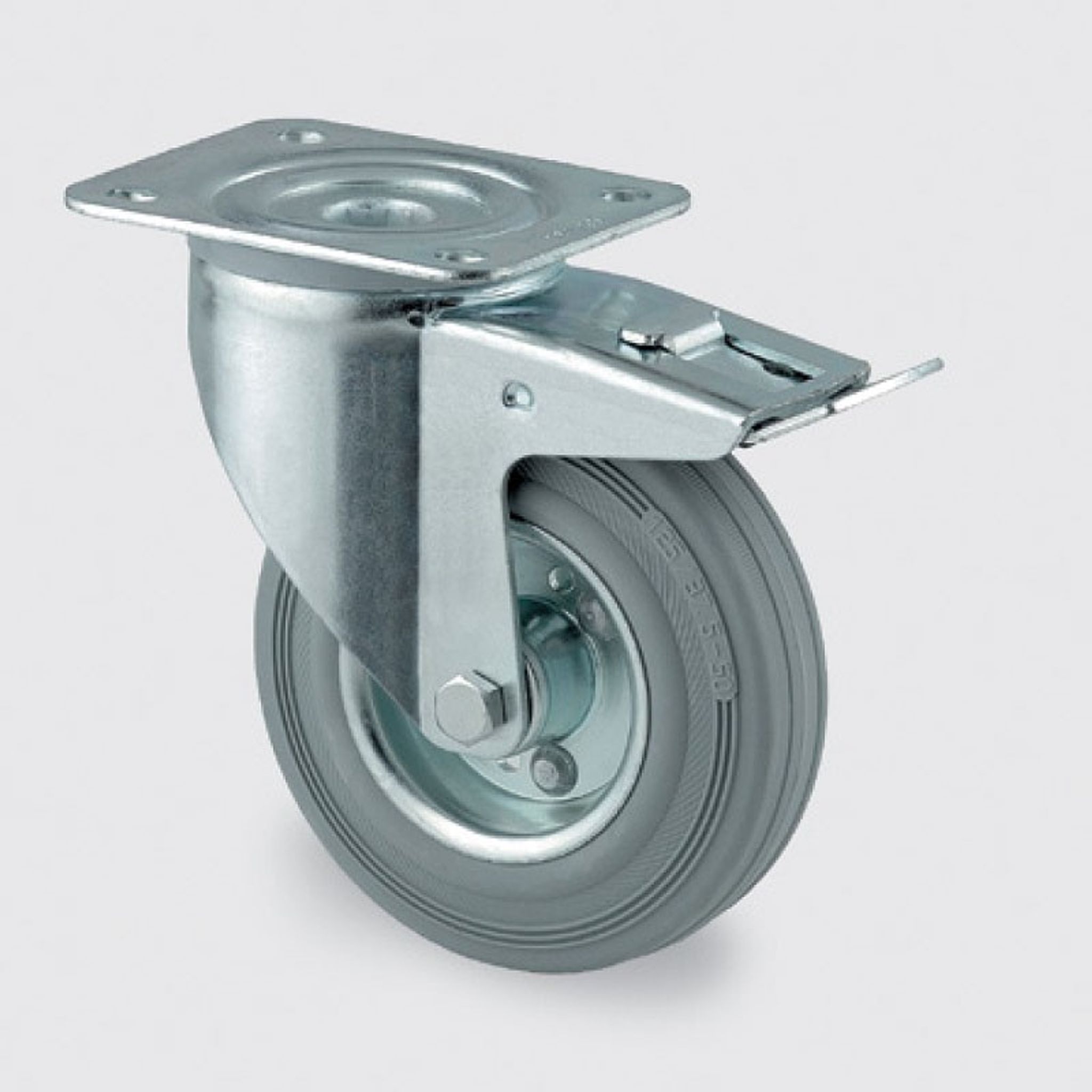 Transportrolle TENTE 100 mm, drehbar mit Bremse, grauer Gummi