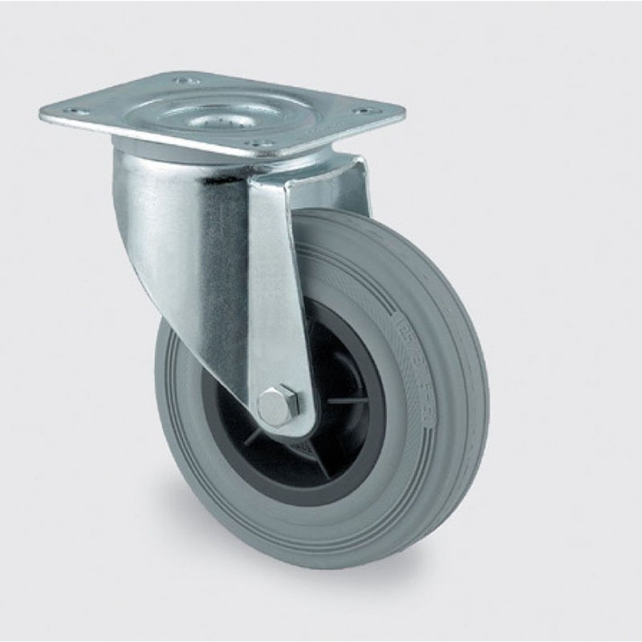 Transportrolle TENTE, drehbar, 125 mm, grauer Gummi