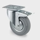 Transportrolle TENTE mit Deckung, 200 mm, drehbar mit Bremse, grauer Gummi