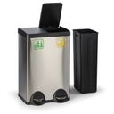 Treteimer für mülltrennung, 2x 28 l, Edelstahl