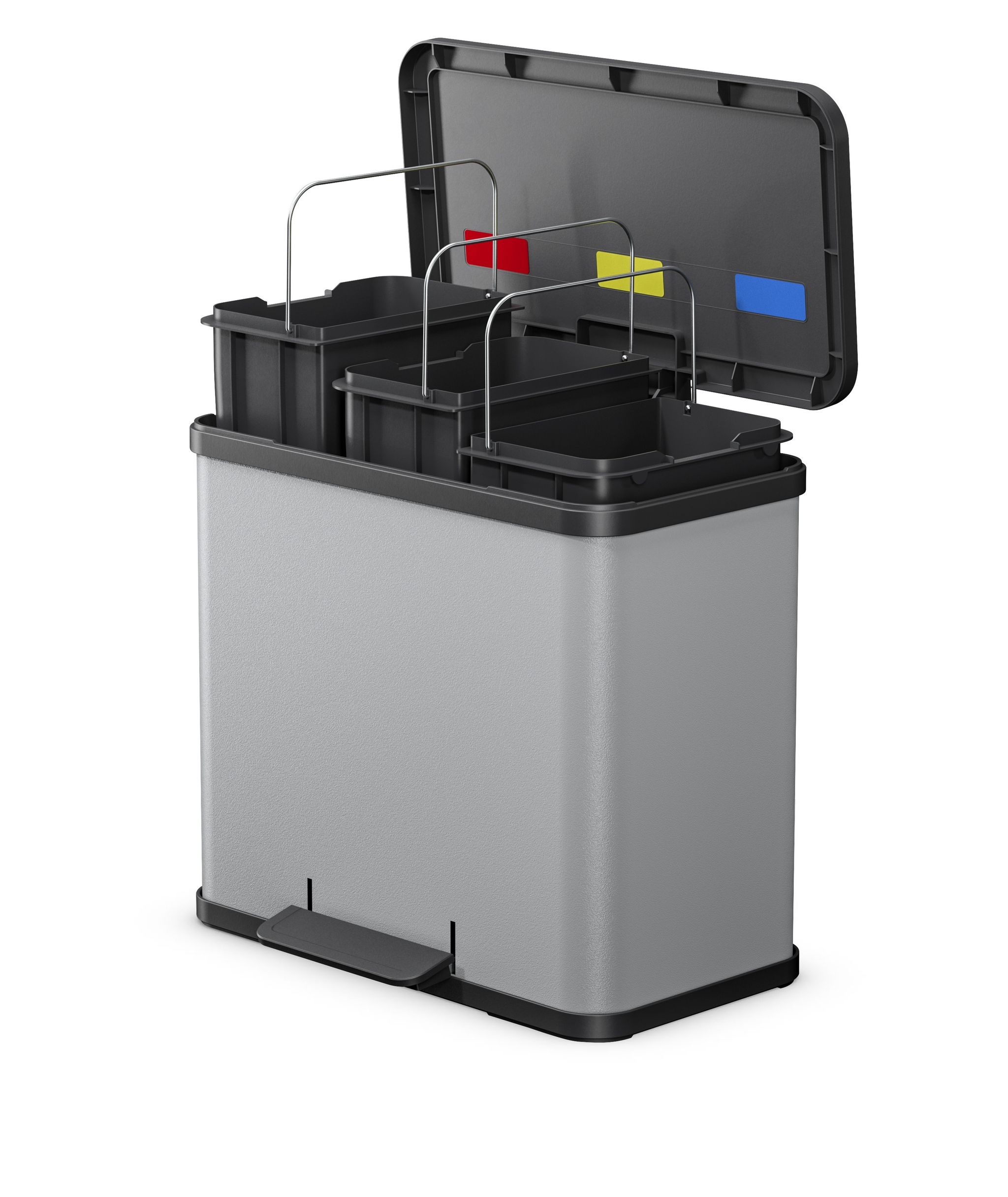 Treteimer Trento öko 3x 9 l, Edelstahl, grau