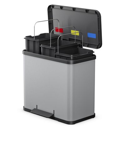 Treteimer Trento öko 3x 9 l, Edelstahl, grau