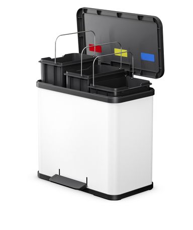 Treteimer Trento öko 3x 9 l, Edelstahl, weiß