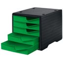 Třídící box, 5 zásuvek, černá/zelená
