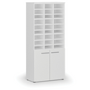 Třídicí regál s dveřmi PRIMO WHITE, 800 x 420 x 1781 mm, 27 přihrádek, bílá