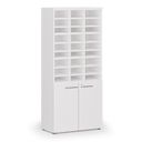 Třídicí regál s dveřmi PRIMO WHITE, 800 x 420 x 1781 mm, 27 přihrádek, bílá