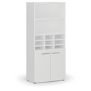Třídicí regál s dveřmi PRIMO WHITE, 800 x 420 x 1781 mm, 9 přihrádek, bílá