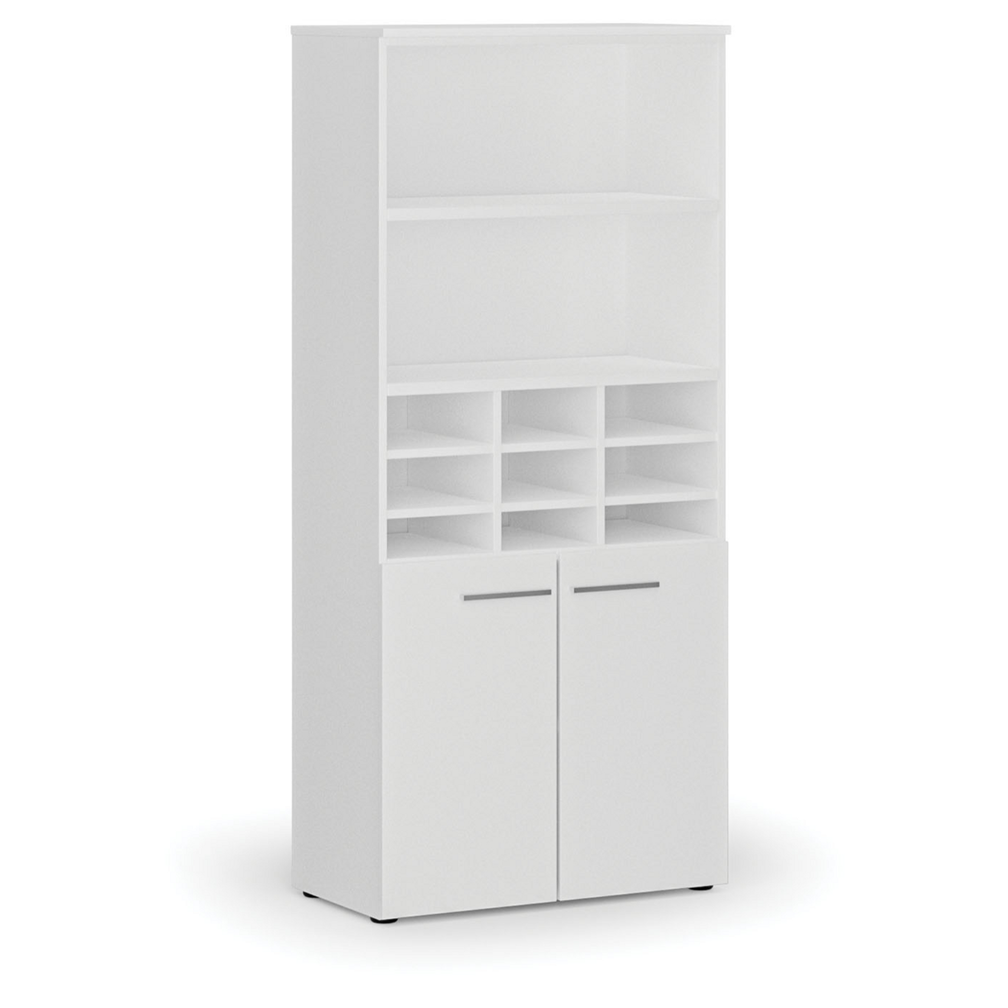 Třídicí regál s dveřmi PRIMO WHITE, 800 x 420 x 1781 mm, 9 přihrádek