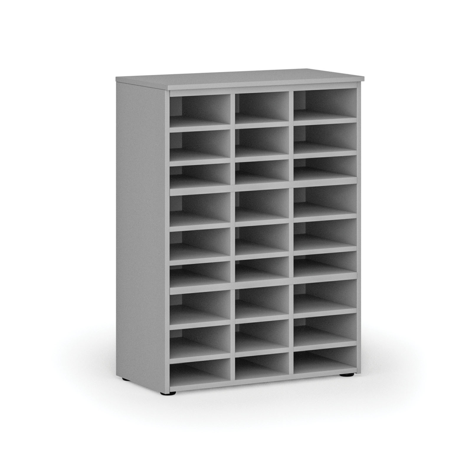 Fotografia produktu: Triediaci regál PRIMO GRAY, 800 x 420 x 1087 mm, 27 priehradok, sivý