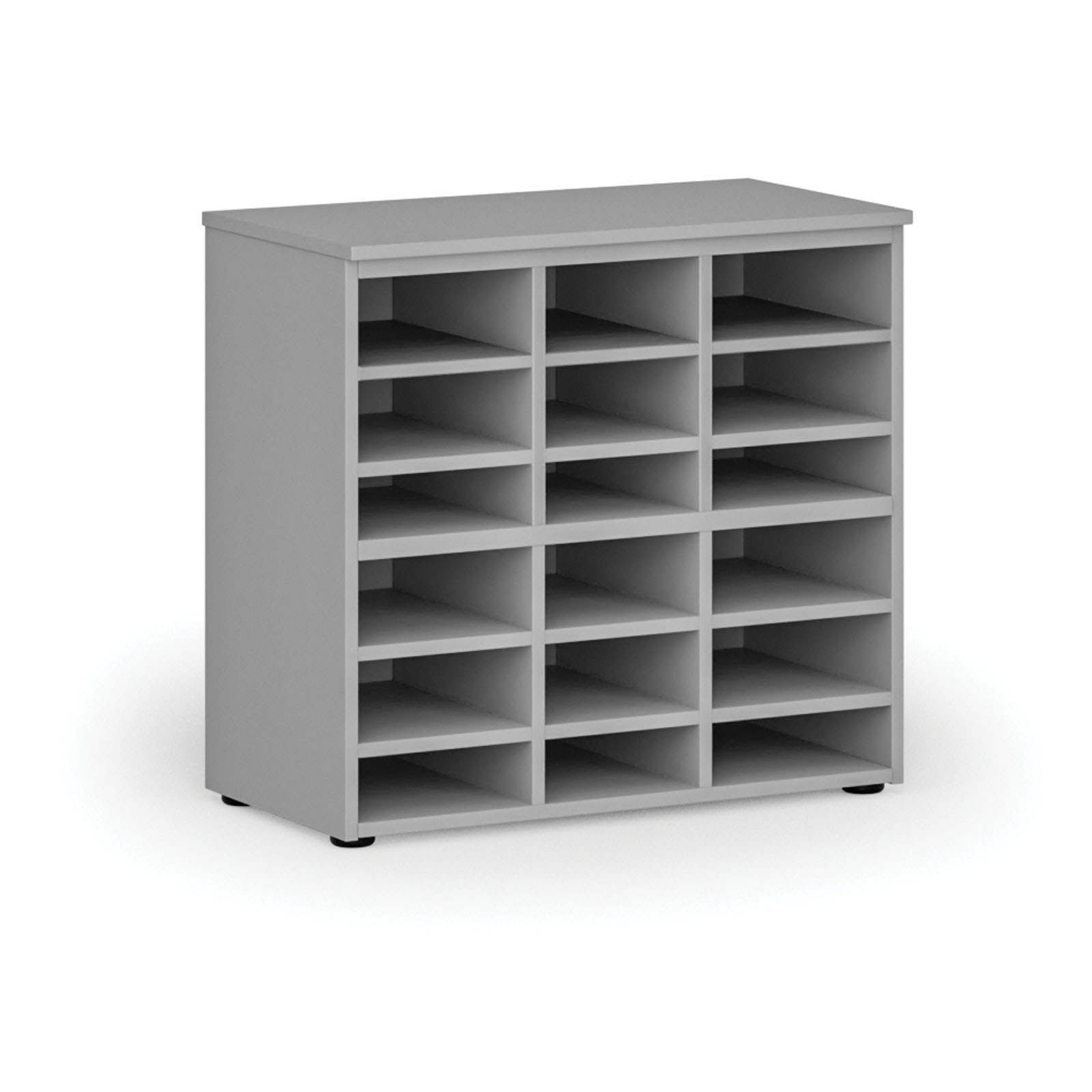 Fotografia produktu: Triediaci regál PRIMO GRAY, 800 x 420 x 740 mm, 18 priehradok, sivý