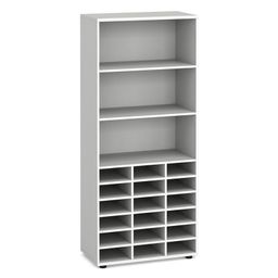 Triediaci regál PRIMO KOMBI, 800 x 400 x 1865 mm, 18 priehradok, biela / grafitová