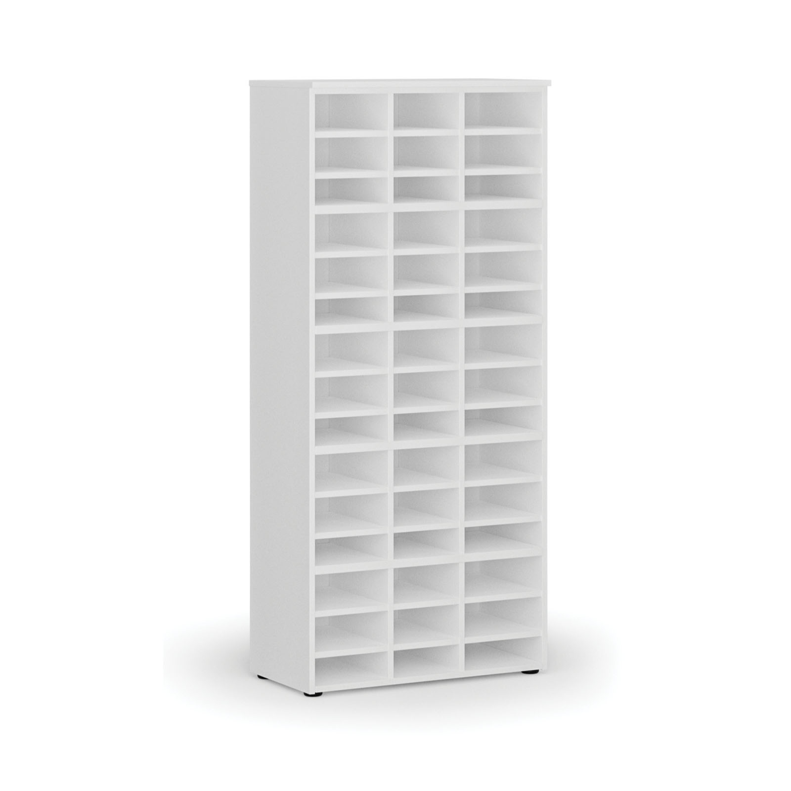 Fotografia produktu: Triediaci regál PRIMO WHITE, 800 x 420 x 1781 mm, 45 priehradok, biely