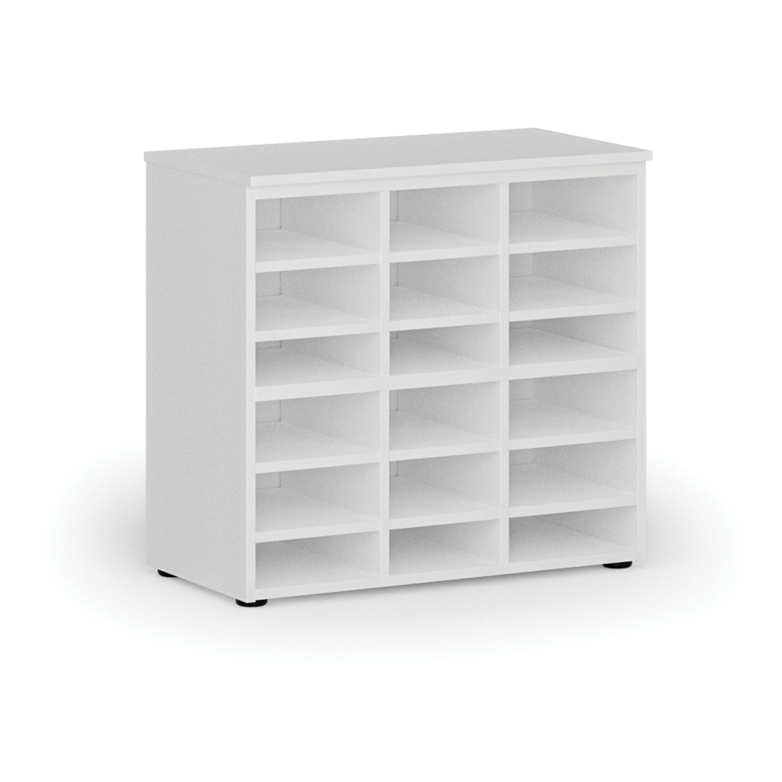 Fotografia produktu: Triediaci regál PRIMO WHITE, 800 x 420 x 740 mm, 18 priehradok, biely