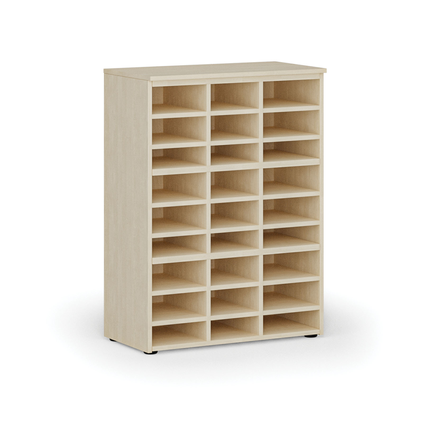 Fotografia produktu: Triediaci regál PRIMO WOOD, 800 x 420 x 1087 mm, 27 priehradok, breza