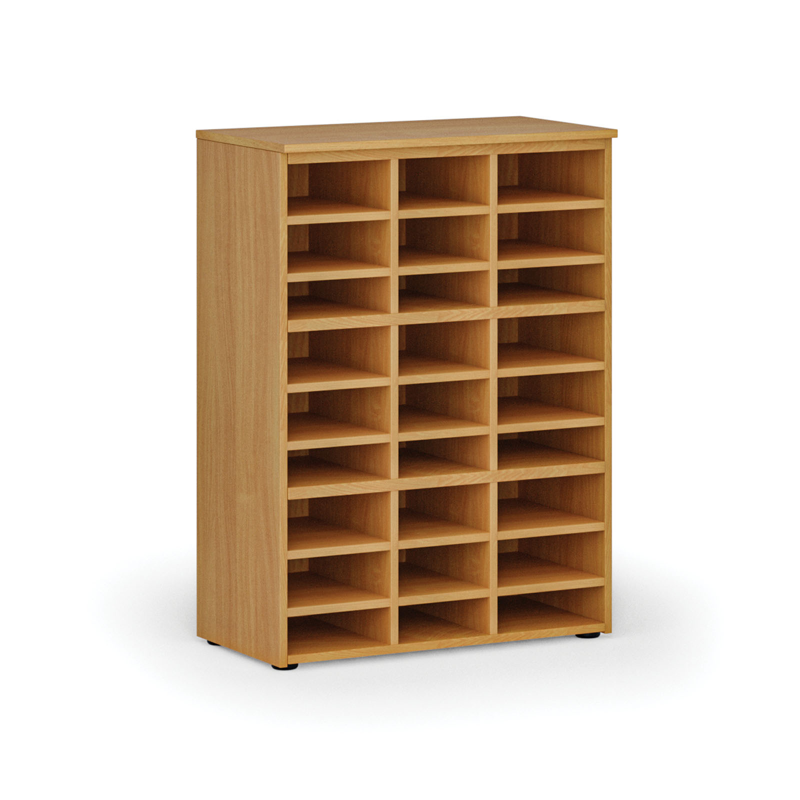 Fotografia produktu: Triediaci regál PRIMO WOOD, 800 x 420 x 1087 mm, 27 priehradok, buk