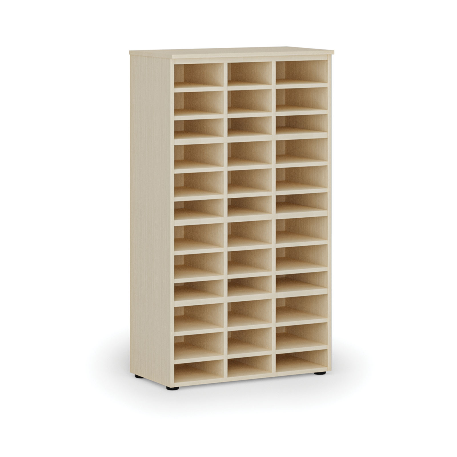 Fotografia produktu: Triediaci regál PRIMO WOOD, 800 x 420 x 1434 mm, 36 priehradok, breza