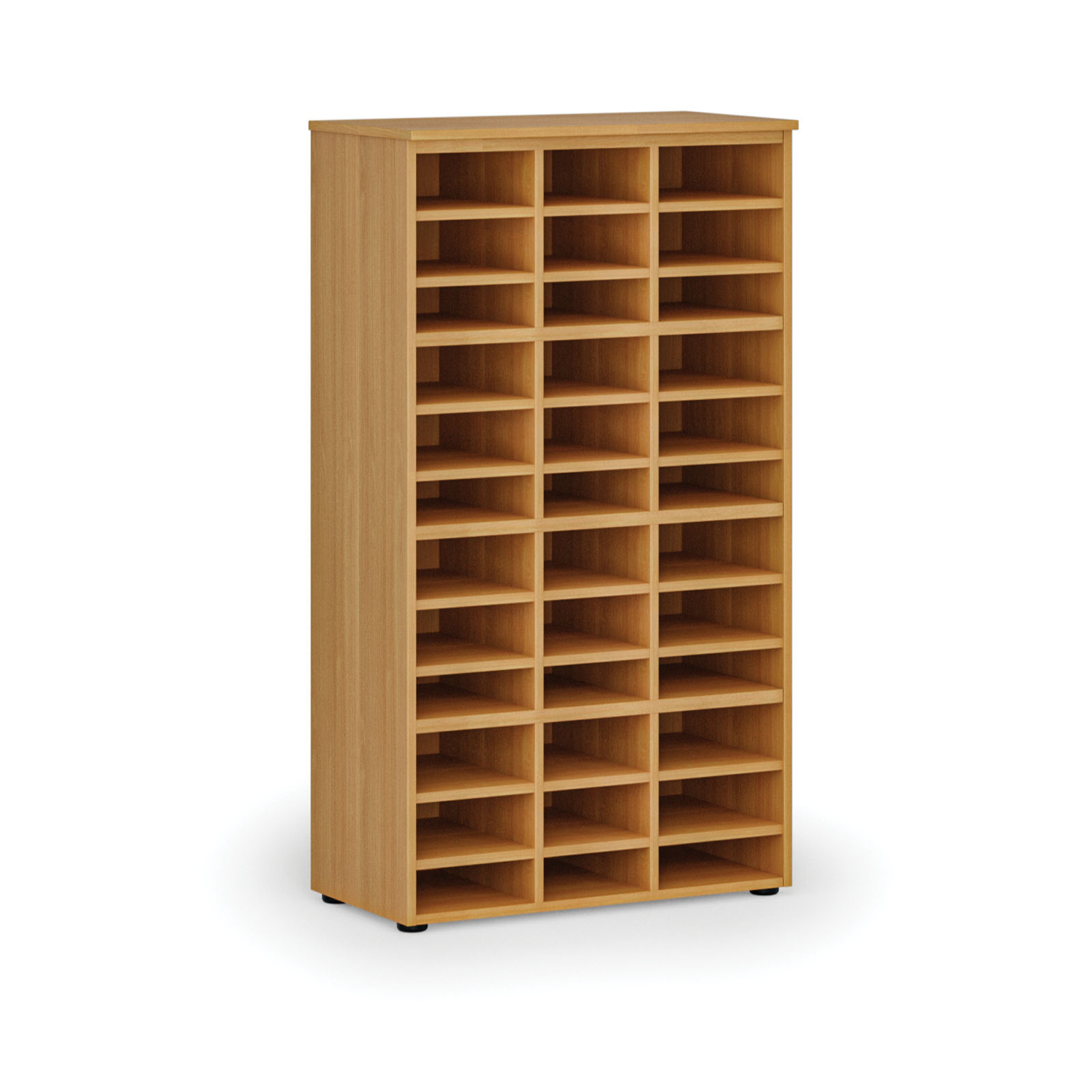 Fotografia produktu: Triediaci regál PRIMO WOOD, 800 x 420 x 1434 mm, 36 priehradok, buk