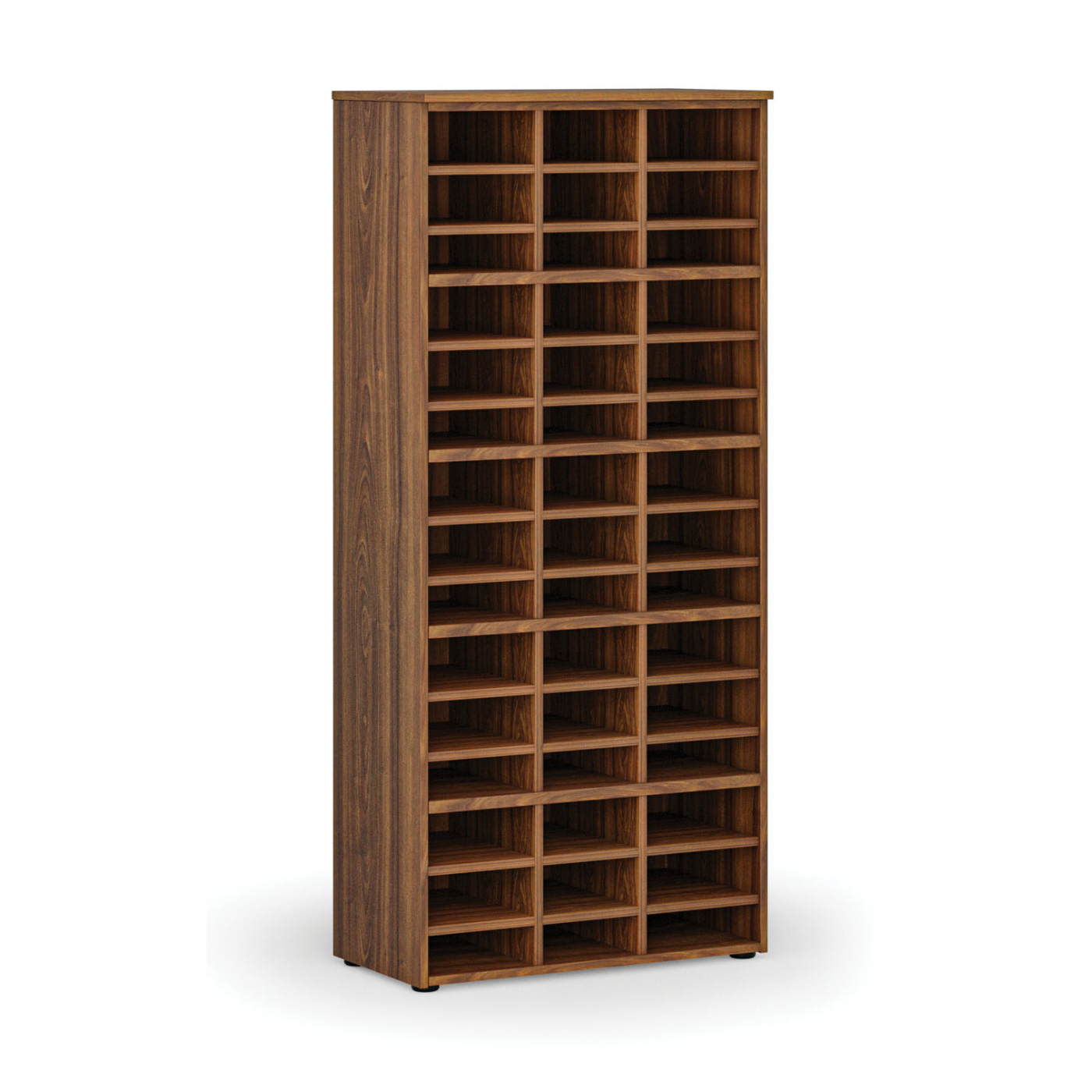 Fotografia produktu: Triediaci regál PRIMO WOOD, 800 x 420 x 1781 mm, 45 priehradok, orech