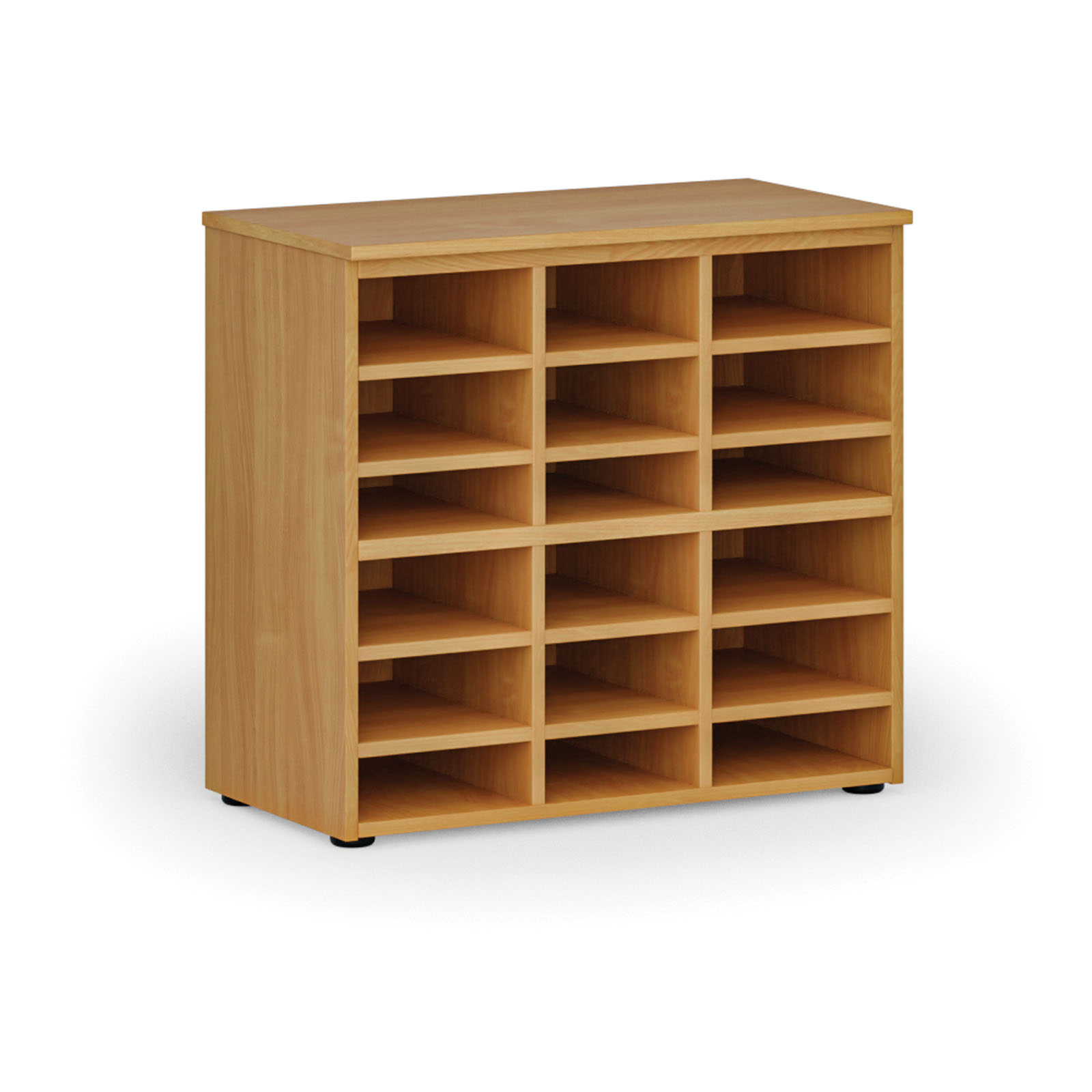 Fotografia produktu: Triediaci regál PRIMO WOOD, 800 x 420 x 740 mm, 18 priehradok, buk