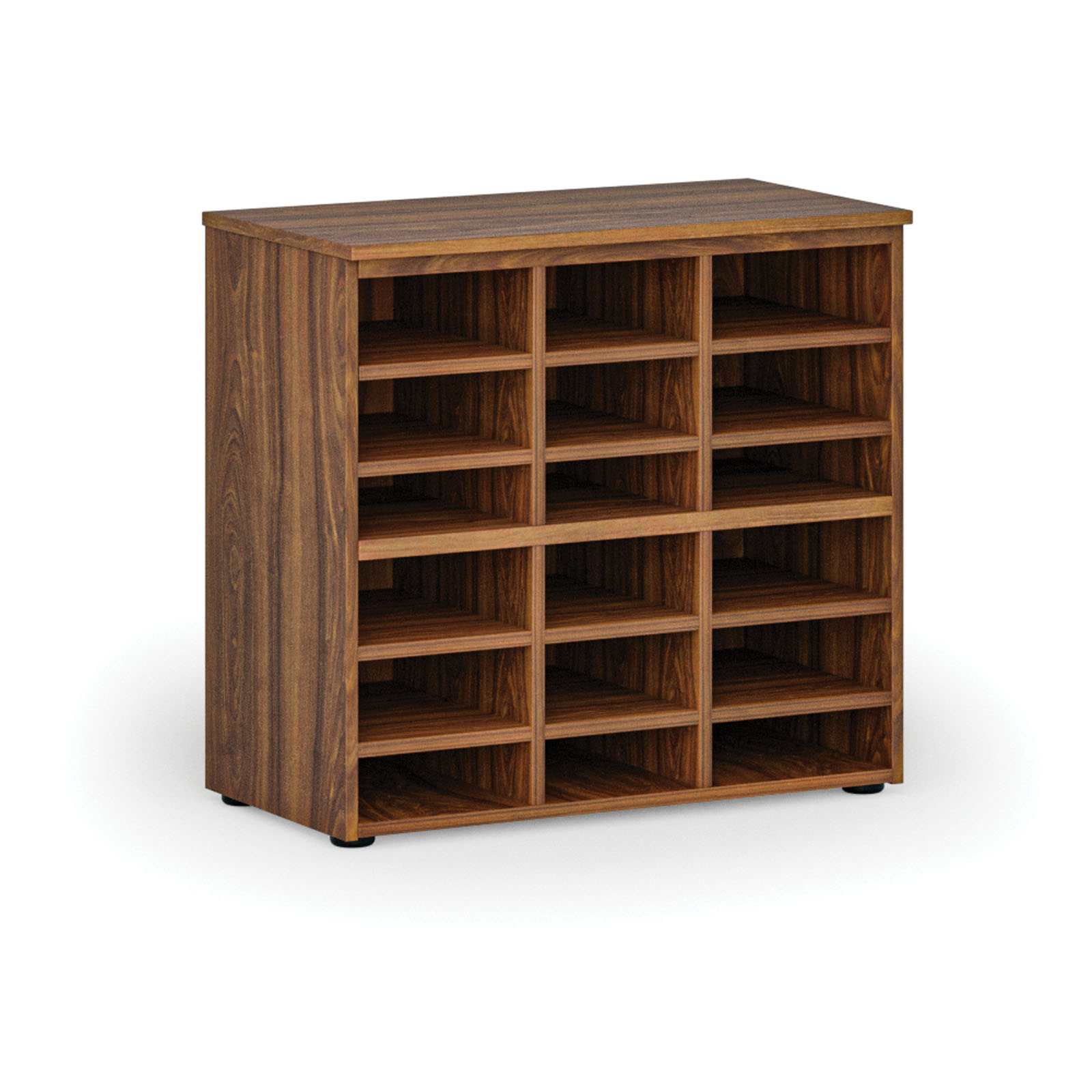Fotografia produktu: Triediaci regál PRIMO WOOD, 800 x 420 x 740 mm, 18 priehradok, orech