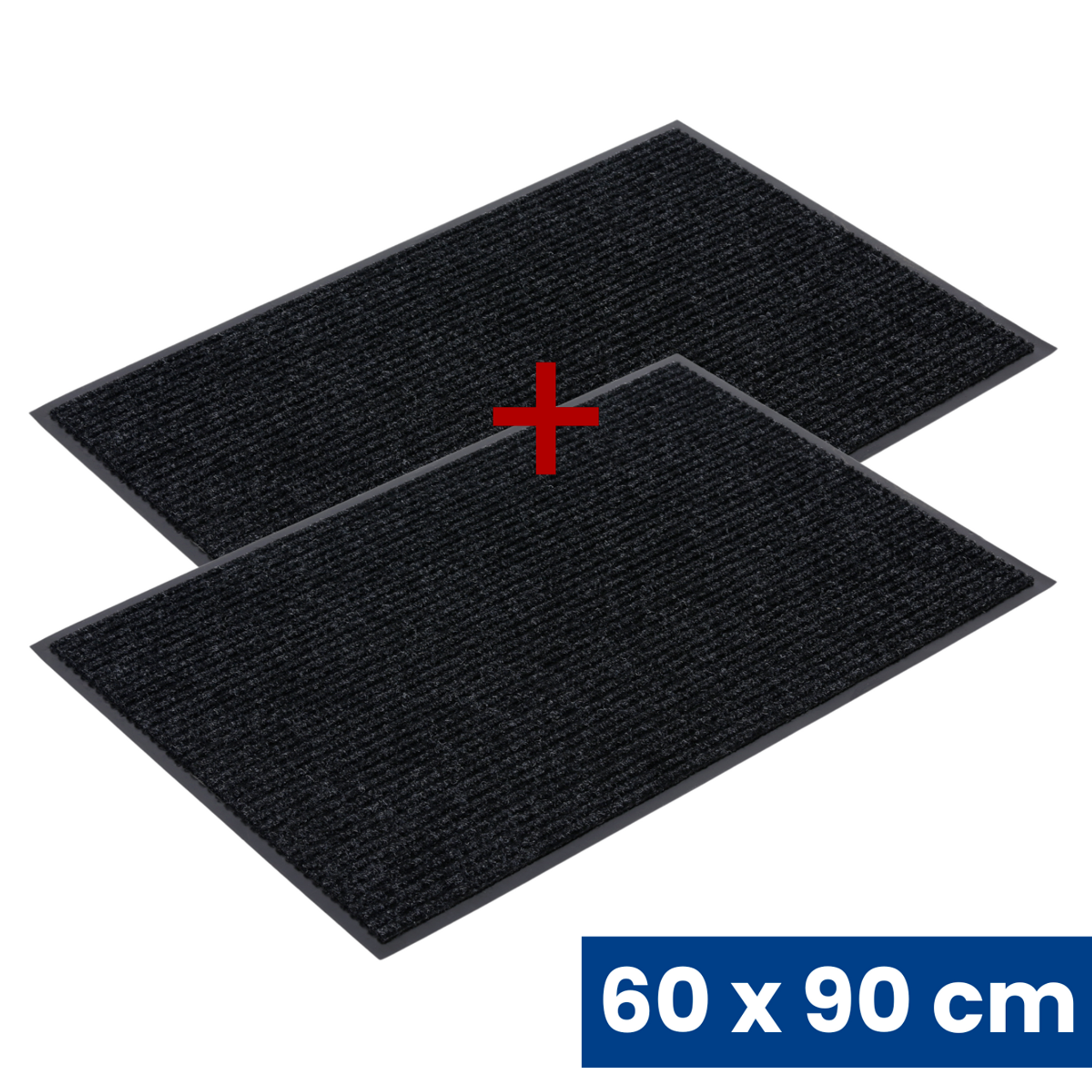 Trwała mata wejściowa z PVC 1+1 GRATIS, dywanowa, 60 x 90 cm, czarna
