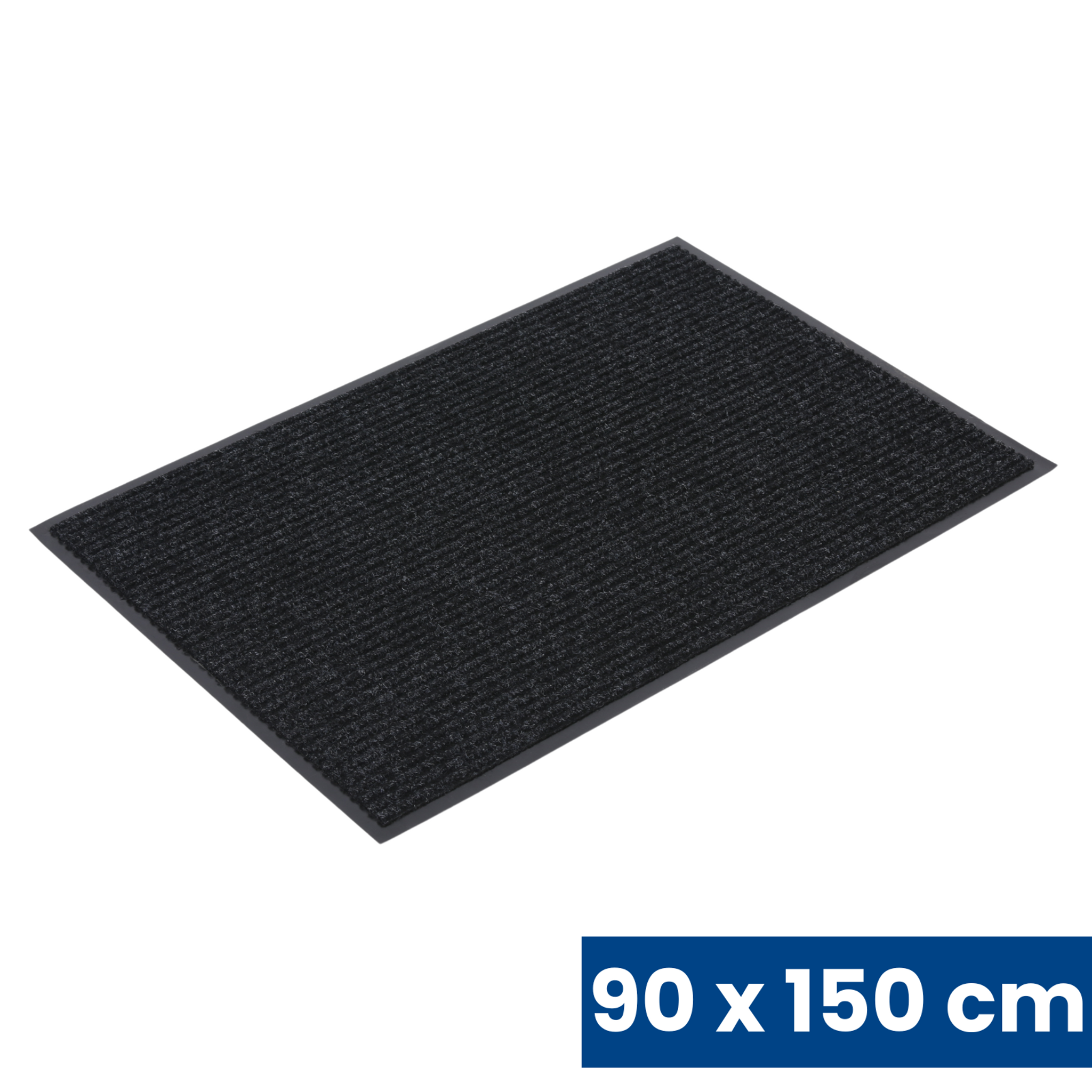 Trwała mata wejściowa z PVC, dywanowa, 90 x 150 cm, czarna