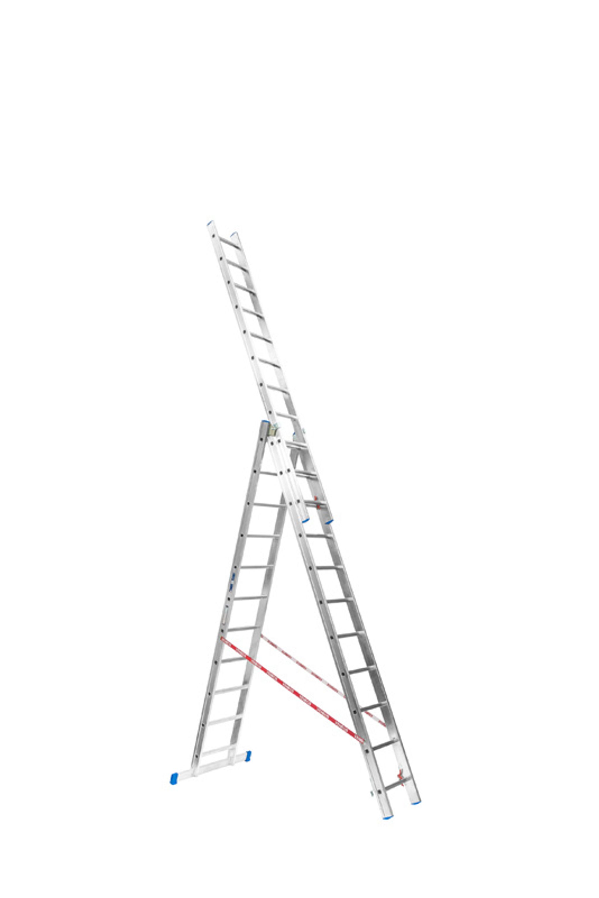 Trzyczęściowa aluminiowa drabina PROFI, 3x11 stopni, 7,18 m