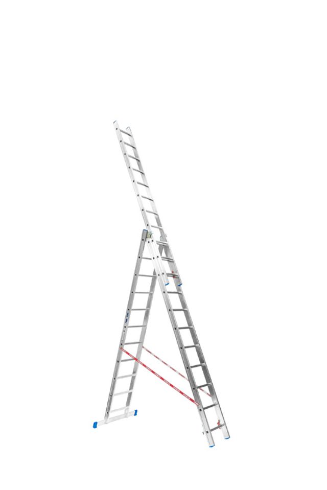 Trzyczęściowa aluminiowa drabina PROFI, 3x11 stopni, 7,18 m