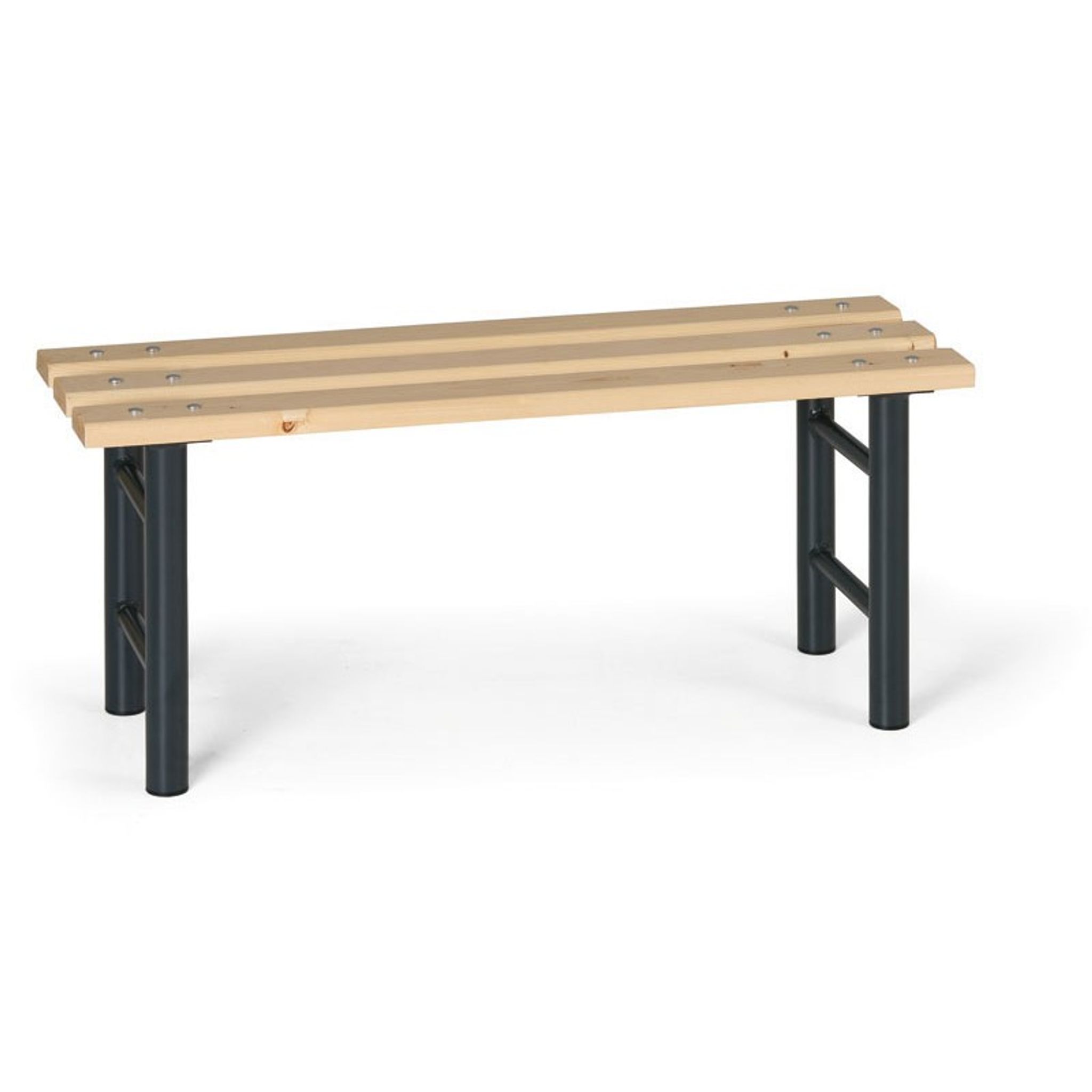 Umkleidebank, Latten-Sitz, 1000 mm, anthrazitfarbene Beine