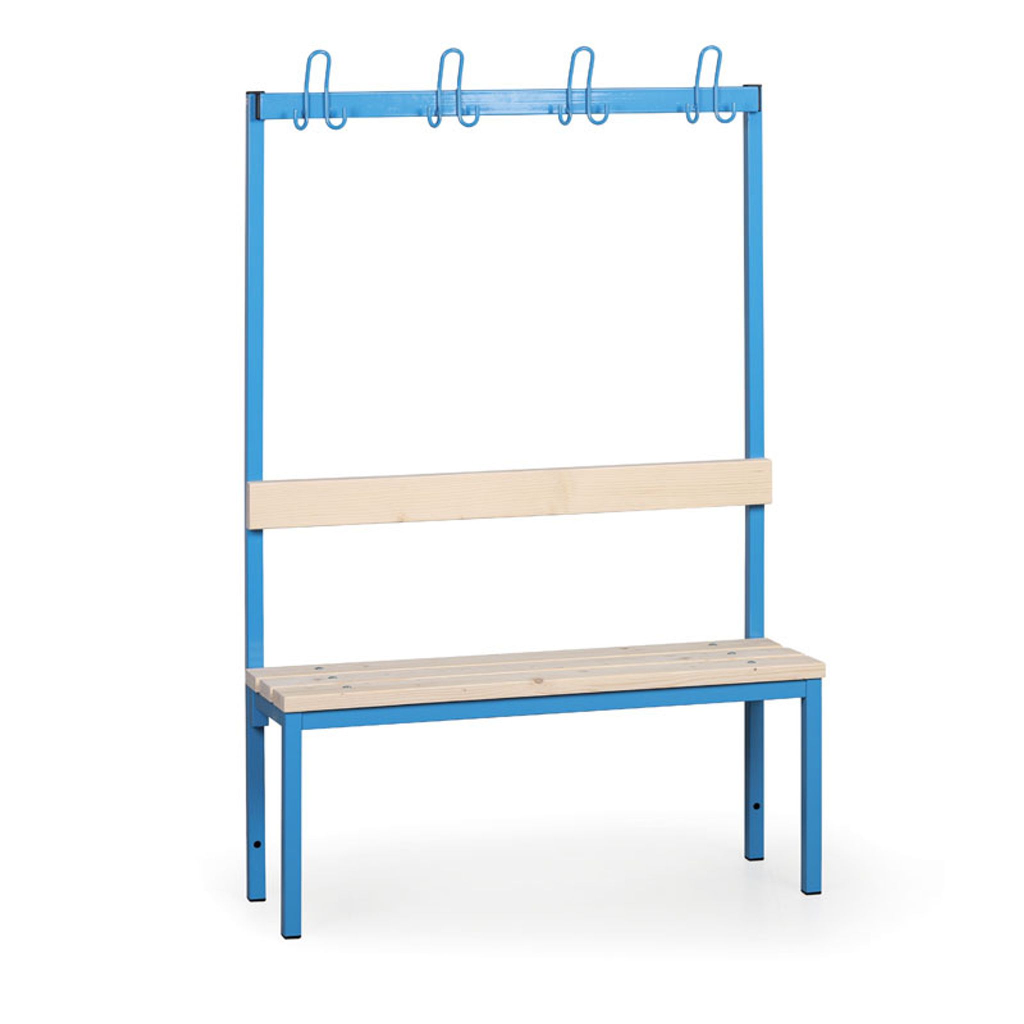 Umkleidebank mit Kleiderbügel, Latten-Sitz, Länge 1000 mm