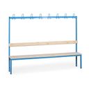 Umkleidebank mit Kleiderbügel, Latten-Sitz, Länge 2000 mm, blau