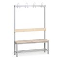 Umkleidebank mit Kleiderbügel und Schuhrost, Latten-Sitz, Länge 1000 mm, grau