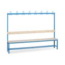 Umkleidebank mit Kleiderbügel und Schuhrost, Latten-Sitz, Länge 2000 mm, blau