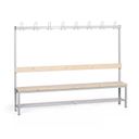 Umkleidebank mit Kleiderbügel und Schuhrost, Latten-Sitz, Länge 2000 mm, grau