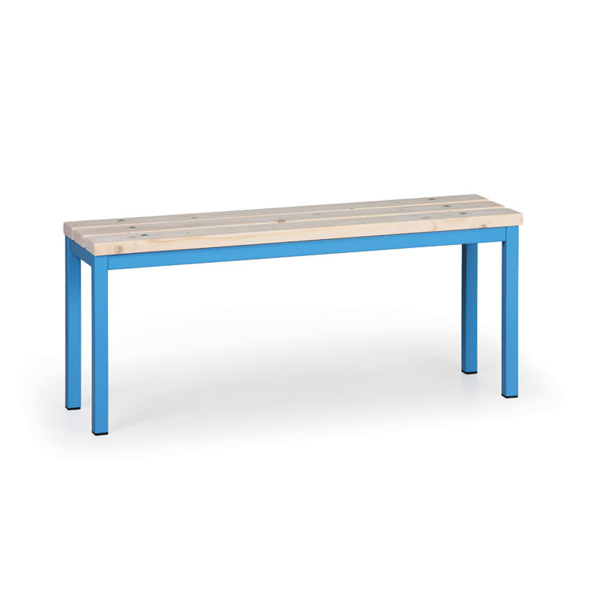 Umkleidebank mit Latten-Sitz, Länge 1000 mm, blau