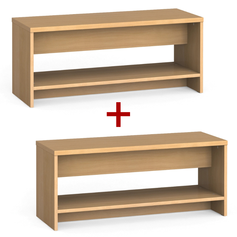 B2B Partner Umkleidebank mit schuhablage 1+1 GRATIS, verstärkt, 1000 mm breit, Buche