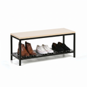 Umkleidebank mit Schuhablage aus Metall, 1000x360x439 mm, Birke
