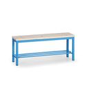 Umkleidebank mit Schuhrost, Latten-Sitz, Länge 1000 mm, blau