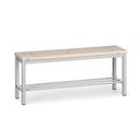 Umkleidebank mit Schuhrost, Latten-Sitz, Länge 1000 mm, grau