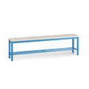 Umkleidebank mit Schuhrost, Latten-Sitz, Länge 1500 mm, blau