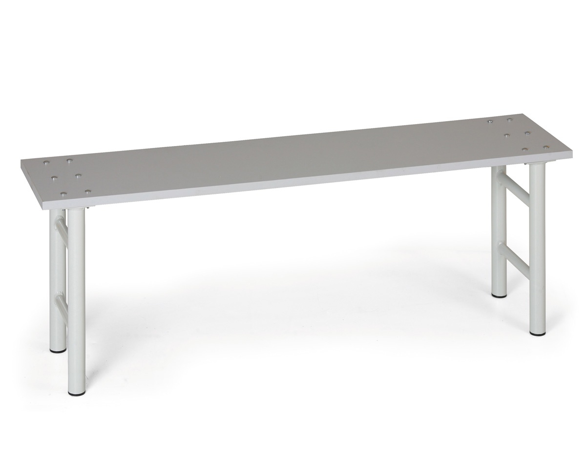 B2B Partner Umkleidebank, Sitz aus laminierte Spanplatte, 1500 mm breit, graue Beine