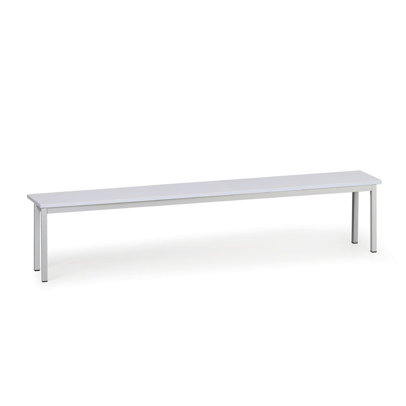 B2B Partner Umkleidebank, Sitz aus laminierte Spanplatte, Länge 2000 mm, grau