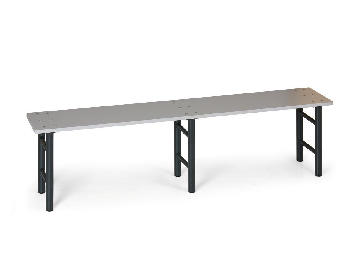 B2B Partner Umkleidebank, Sitzfläche – Laminat, 2000 mm, anthrazitfarbene Beine