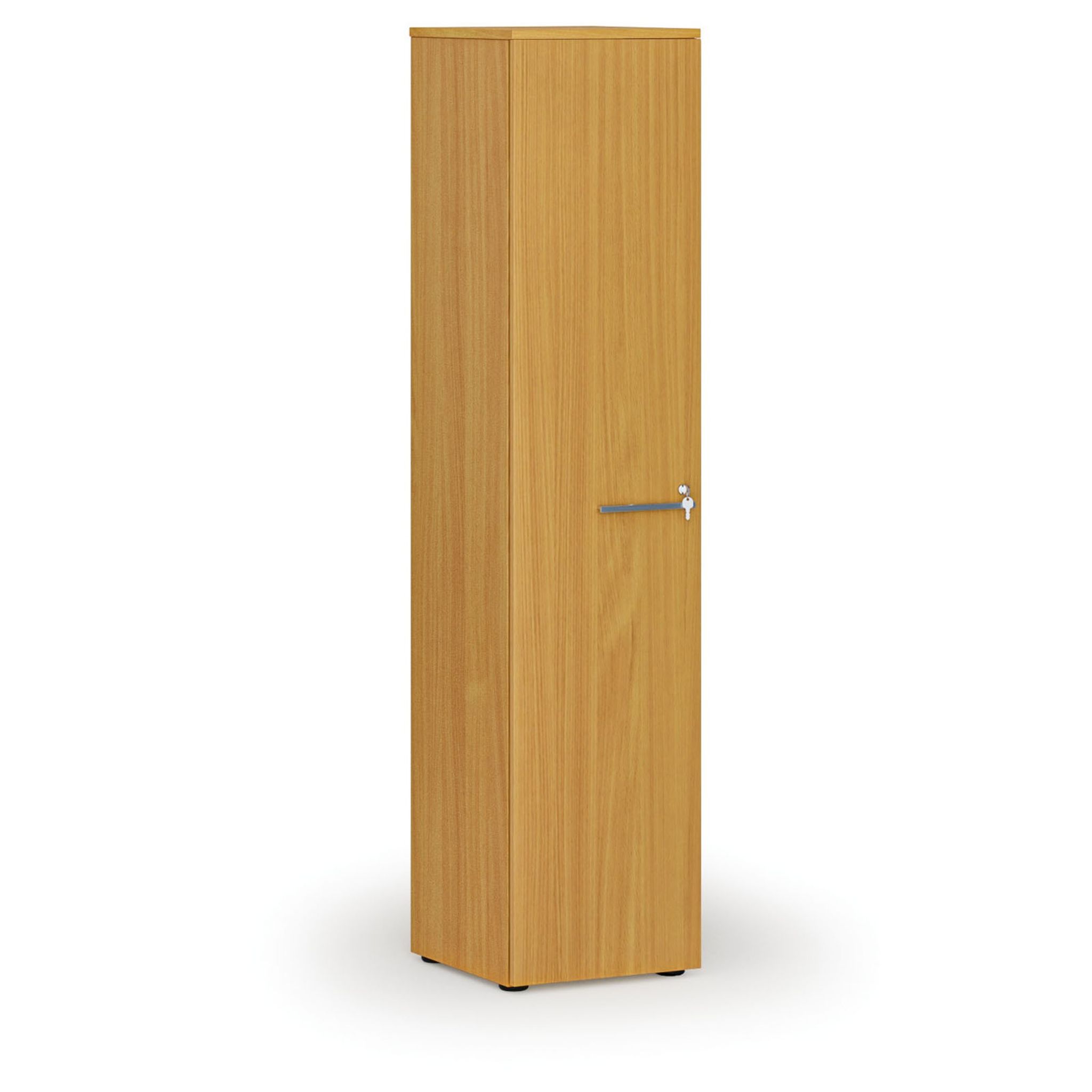 Úzká kancelářská skříň PRIMO WOOD, 1781 x 400 x 420 mm, buk