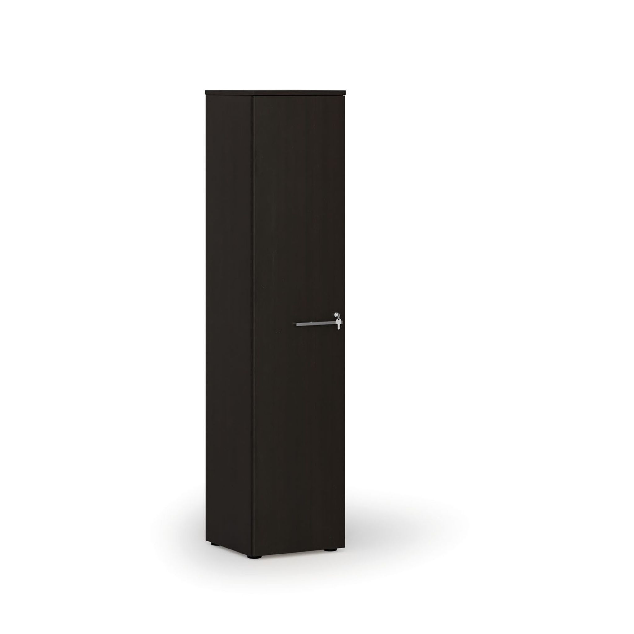 Úzká kancelářská skříň PRIMO WOOD, 1781 x 400 x 420 mm, wenge