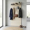 Věšáková stěna HORIZONT, 5 háčků, police, grafit