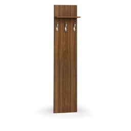 Věšáková stěna PRIMO WOOD, 3 háčky, police, léta svisle, ořech