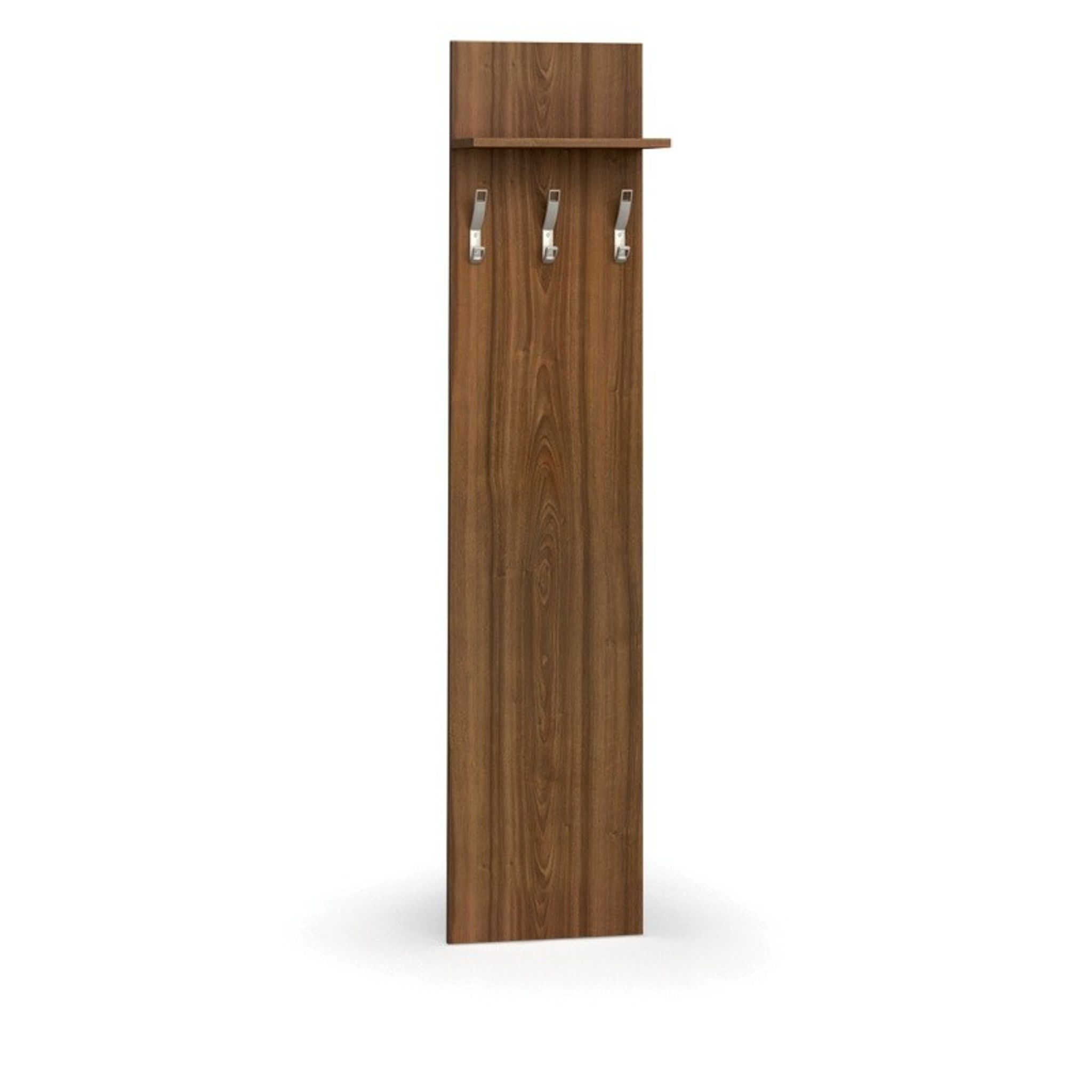 Věšáková stěna PRIMO WOOD, 3 háčky, police, léta svisle, ořech
