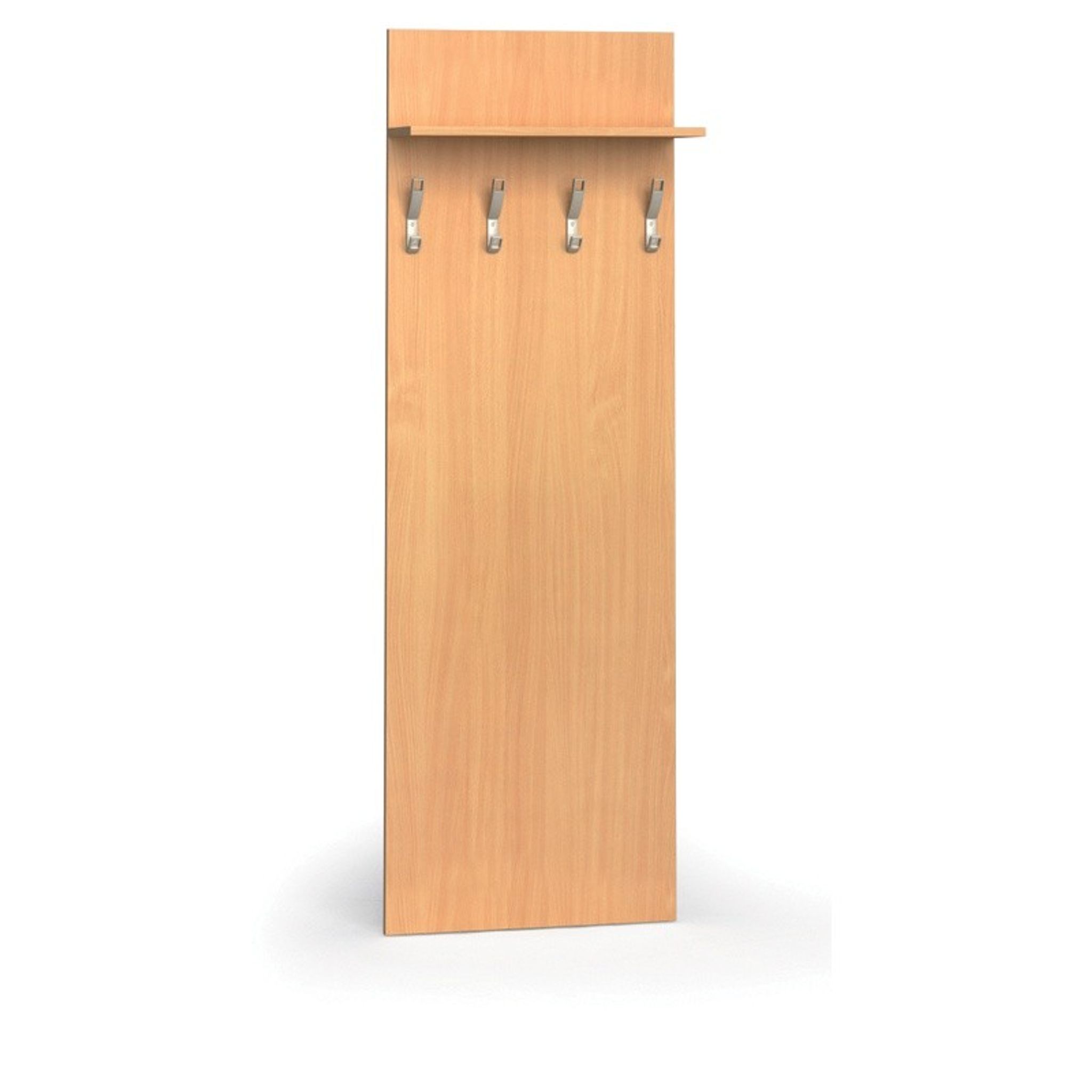 Věšáková stěna PRIMO WOOD, 4 háčky, police, léta svisle, buk